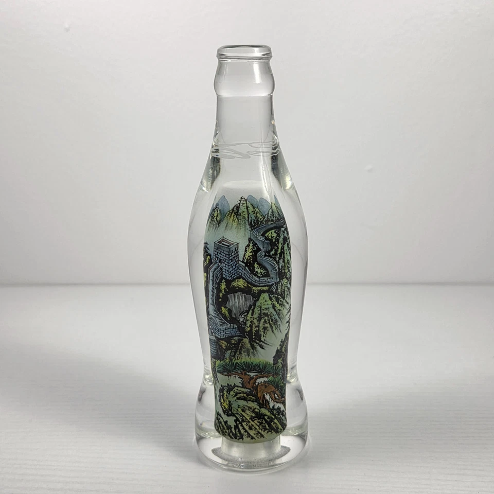 Coca-Cola Bottle Chinese Inside Reverse Painted Crystal Great Wall of China #936 - Image 3 of 4