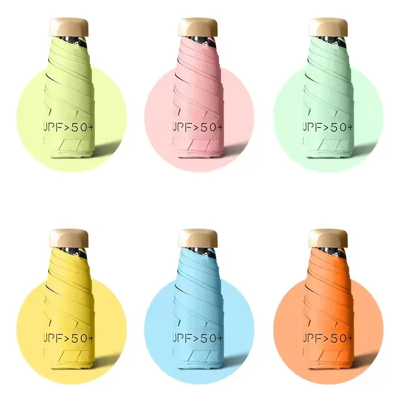 Low Price Promotion Mini Sun Umbrella Pocket Rain Umbrella Vinyl Folding UV - Image 5