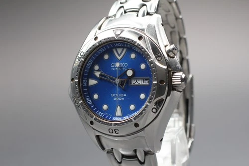 Vintage 1998 [Exc+5] SEIKO KINETIC SCUBA Kanji 5M43-0D70 Blue dial Men watch