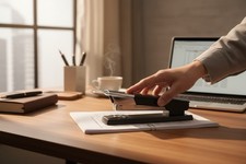 Vintage MCM 60’s Swingline 333 Stapler Brown Wood Grain, Black & Chrome USA Made