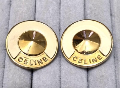CELINE Gold Color Logo Earrings 41318