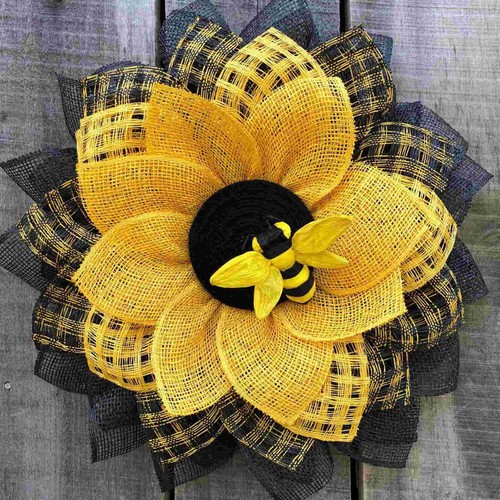 Sonnenblumen Bienen Kunstblumenkranz Hängeornament Türschmuck Türkranz Tischkran