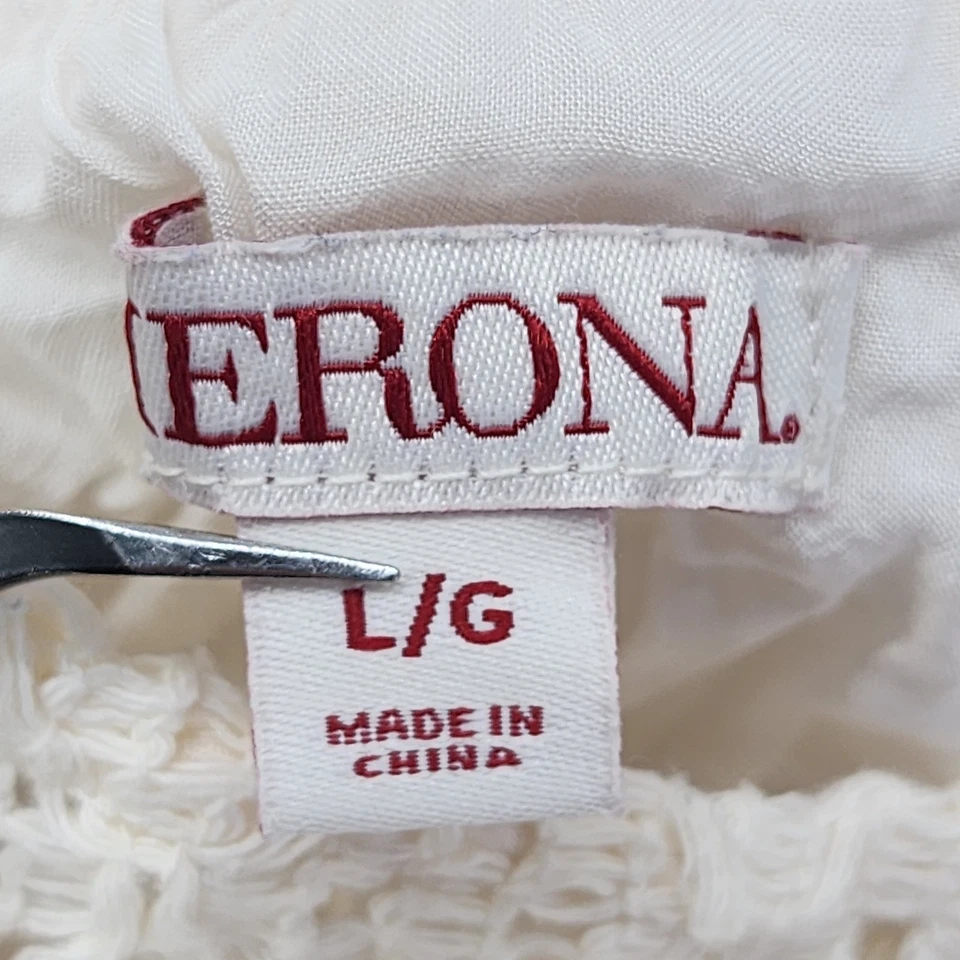 Merona 连衣裙女式 L 奶油钩针肩娃娃草原农民西部 — 第 4/4 张图片