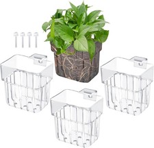 4pcs Aquarium Plant Holders, Transparent Plastic Fish Tank Plant Pots Hanging