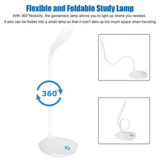 USB LED Desk Light Dimmable Bedside Reading Lamp Rechargeable Touch Control  /
