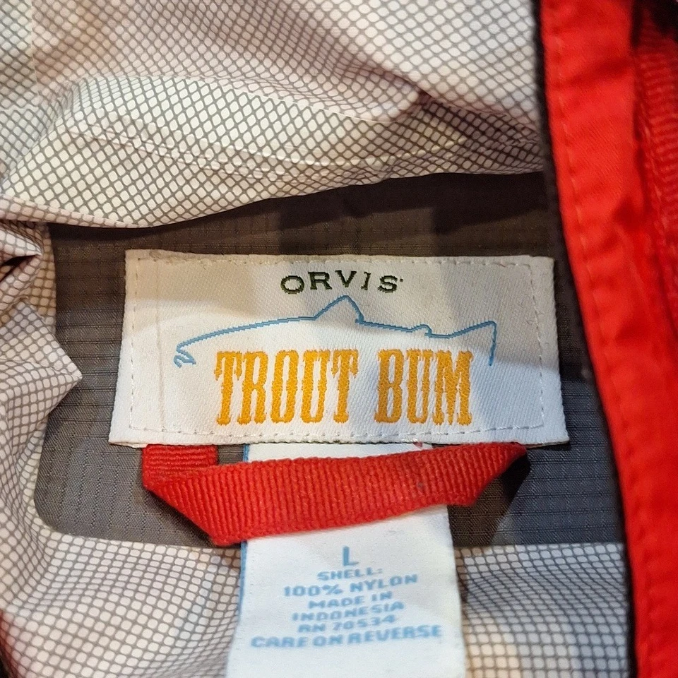 Orvis 鳟鱼 Bum 红色风衣连帽夹克 Wom Lg Fishing Ole Miss LA Tech — 第 2/4 张图片