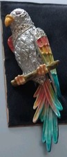 Large Parrot Brooch. Multicoloured.  3  1/2 Ins Approx.