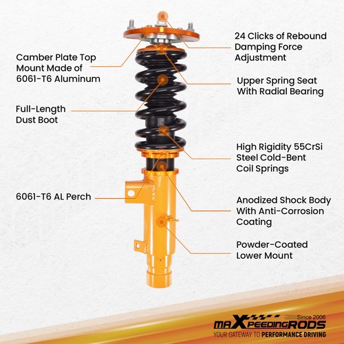 MaXpeedingrods 24 Step Damper Adjustable Coilovers Fit Honda Accord 2013-2017 - Picture 5 of 13
