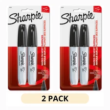 2PK Sharpie Chisel Tip Permanent Markers Black, Quick-Dry, Fade-Resistant, 2 Ct