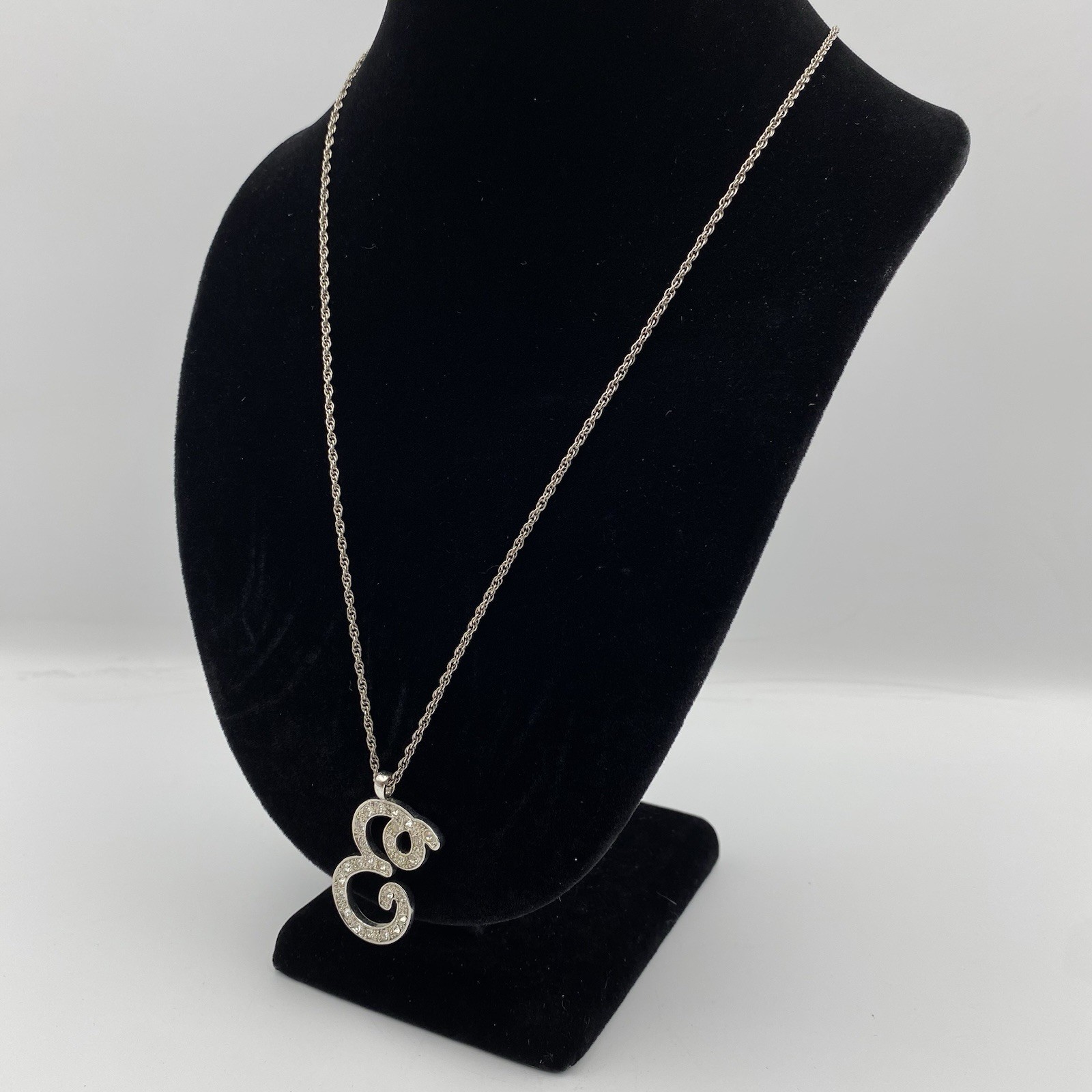 Vintage Initial Letter “E” Cursive Rhinestone Pen… - image 4