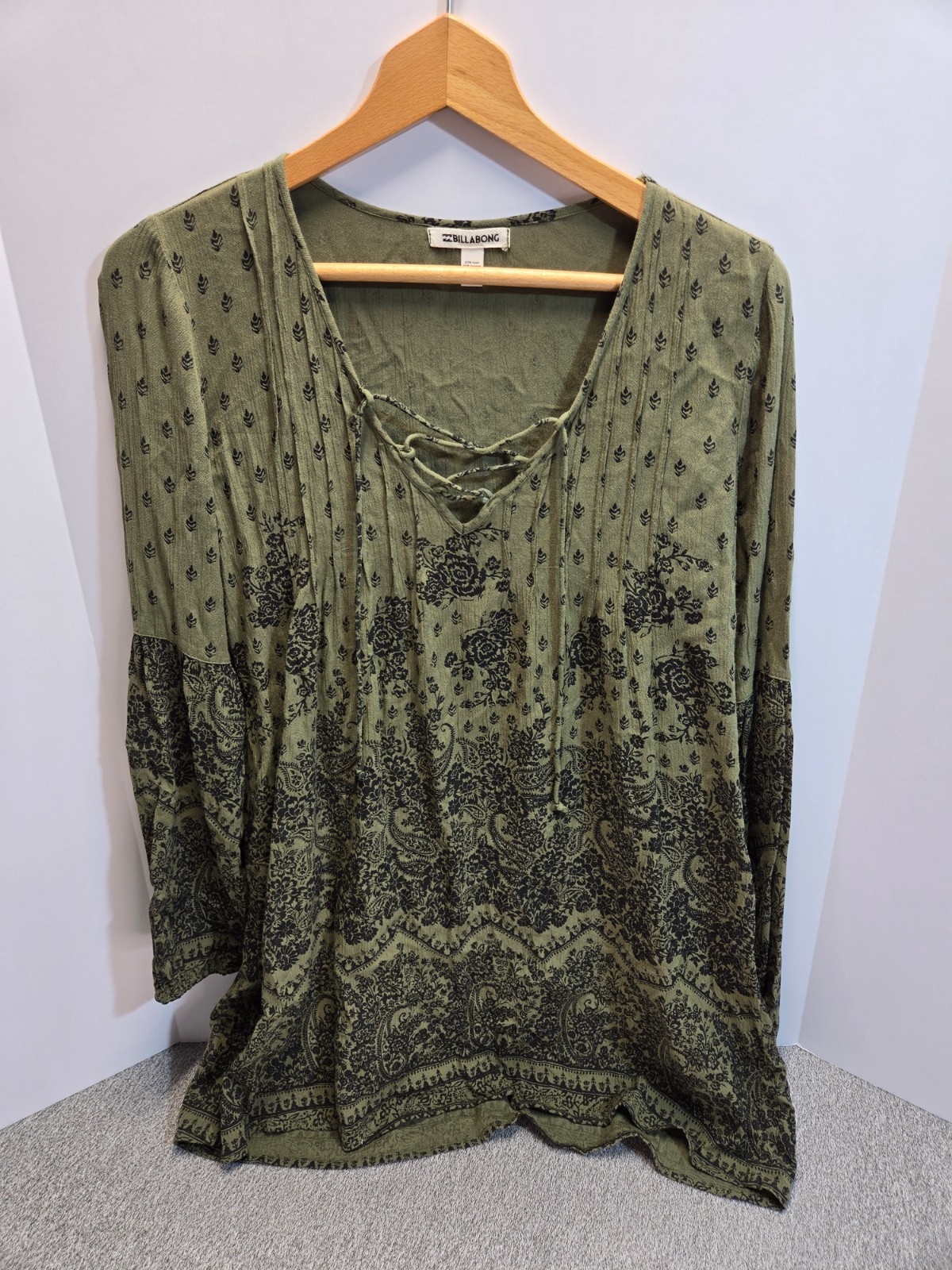 Billabong Sundress Women's Small Green Paisley Boho Beach Summer Dress-image