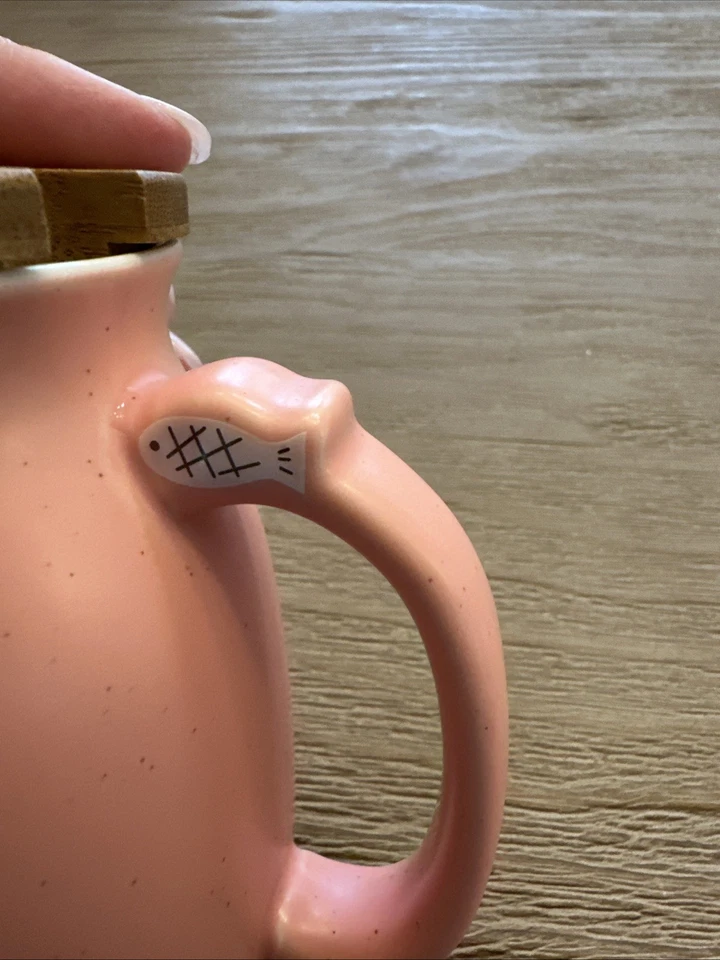 Taza de té de café de cerámica rosa Kawaii Cat con tapa 14 oz Foto 4 de 4