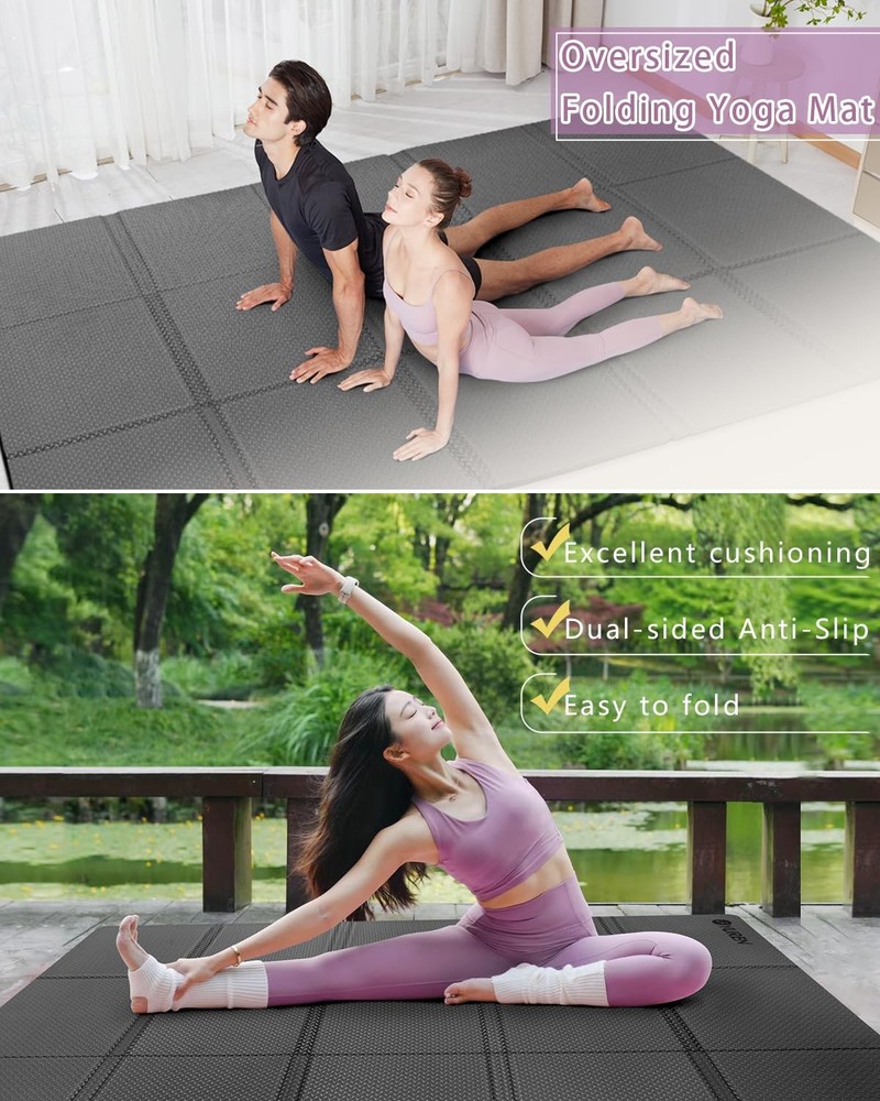 Thick 10mm Foldable Yoga Mat Extra Large 6x4 Gym Workout Mat