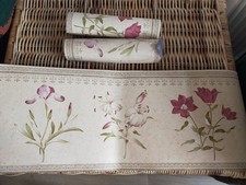 3 ROLLS VINTAGE SANDERSON JALIS 80'S 90'S  FLORAL WALLPAPER BORDERS UNUSED 