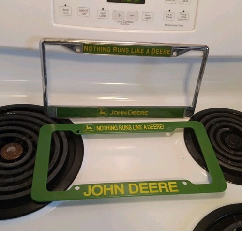 Chrome John Deere License Plate Cover- Nothing Runs Like A Deere (J)