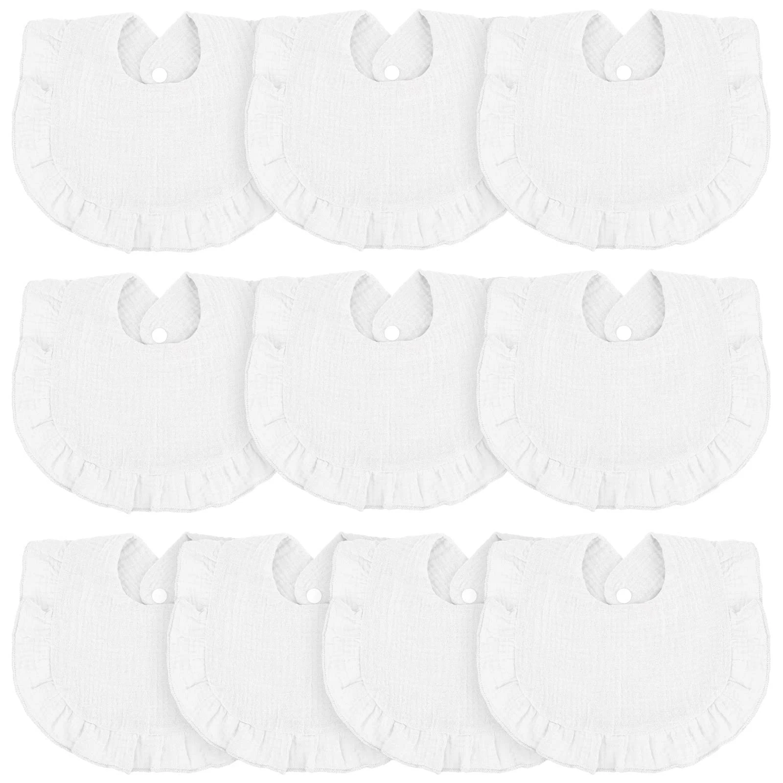 10 Pcs Baby Muslin Bibs for Unisex Girls & Boys Drool Bibs Bandana Ruffle Sof...