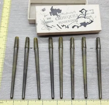 8 Vintage Hunt’s Crow Quill Green/Brown Swirl Dip Pen Nib Holders - c. 1950's