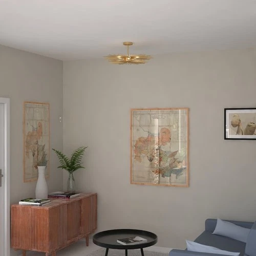 VAXCEL C0228 Nikko 24-in W Gold Mid-Century Modern Semi Flush Mount Ceiling - Picture 8 of 9