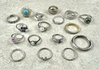 Lot Of 17 Vintage Sterling Silver Rings Sizes 4-9 Weight 63g