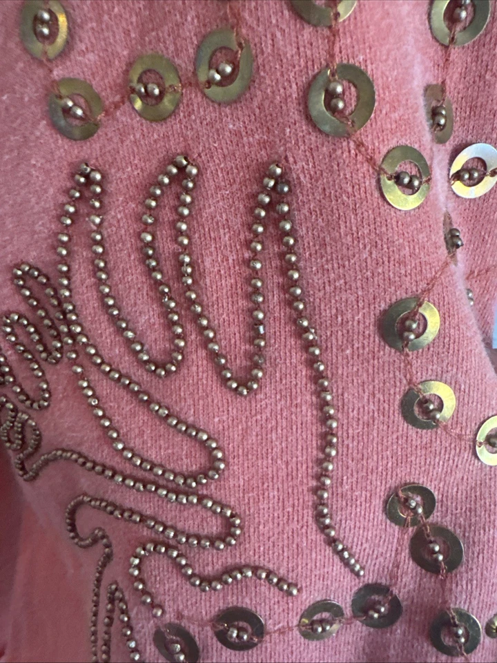 Free People We The Free Coral Sweatshirt Dress Oversized, Studded Details Boho - Image 3 of 4