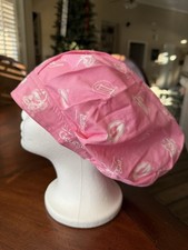 Pink UGA Bouffant scrub hat For Women