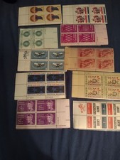 Group of 10 All different Plate blocks of US stamps 1950-60 era, Lot  9