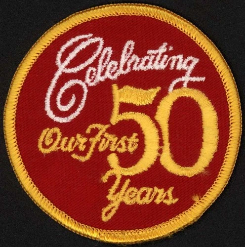 Vintage uniform patch Coca Cola CELEBRATING OUR FIRST 50 YEARS Bogalusa LA nrmt+
