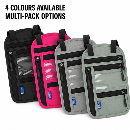 RFID Neck Travel Wallet Passport Holder Money Pouch Bag Card Organiser Unisex UK