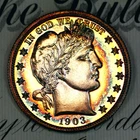 * 1903 * PRISTINE++ GEM BU RAINBOW PROOF BARBER HALF-DOLLAR * FROM COLLECTION