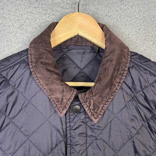 Barbour Tinford Jacket Men’s Large Blue Quilted Corduroy Collar Outdoor - Picture 2 of 18