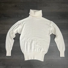 Obermeyer Wool Blend Pullover Nordic Ski Sweater Cream Snowflakes Size Small