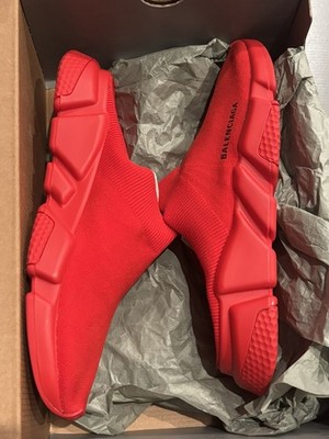 BALENCIAGA ICONIC LOGO SPEED MULE red SNEAKERS US 11