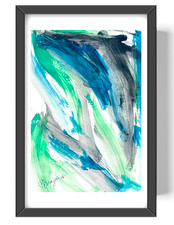 Guajardo Art Original Acrylic 9X6 Abstract Emerald Energy Painting