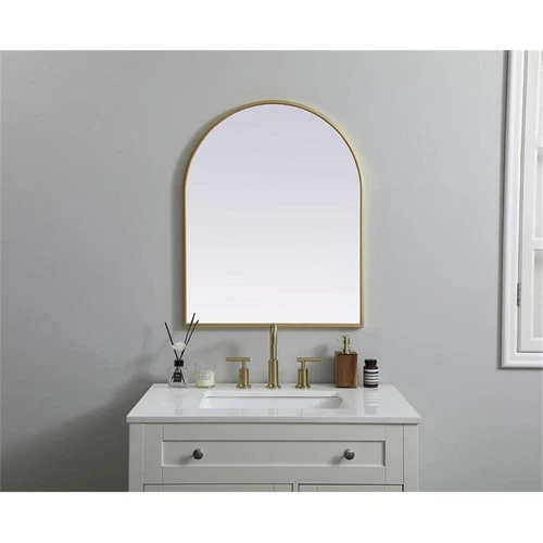 Elegant Decor Ayra 24x30" Arch Modern MDF Wood/Iron Mirror in Brass - Picture 2 of 9