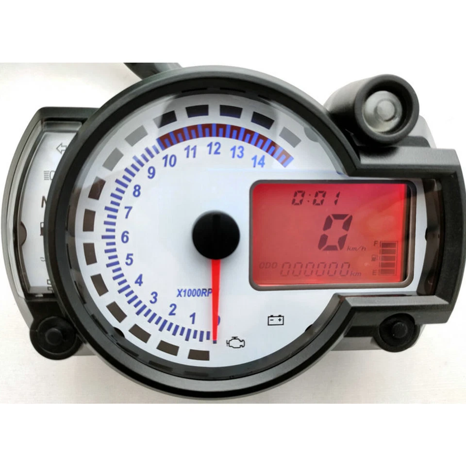 Digital 7 Color LED Backlight Motorcycle Odometer Speedometer Gauge Universal - Image 4 of 4