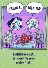 Designer Greetings Zombies with Pumpkin Brains Funny  Humorous Halloween Card
