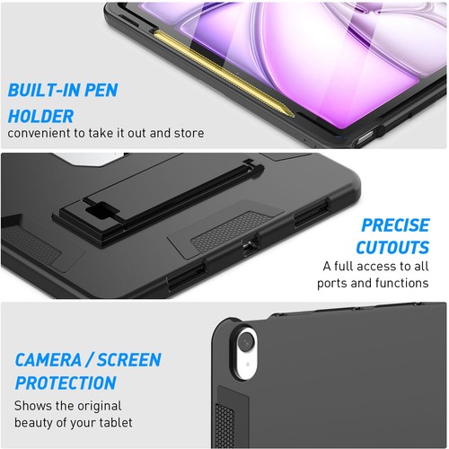 For Apple iPad Air M2 13 in (2024) Case Hybrid Shockproof Heavy Duty Stand Cover - Picture 6 of 28