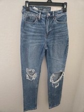 American Eagle Mom Jeans Size 00 24 Short Strigid Distressed Blue NWT