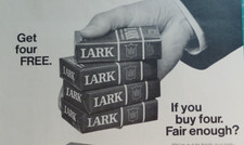 Vintage Advertisement Lark Cigarettes Charcoal Filter Buy 4 Get 4 Deal Smokers
