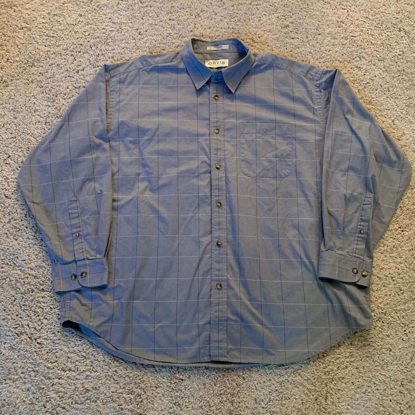 Orvis Shirt Men's XXL Casual Button Up Sporting Tradition Windowpane Outdoors