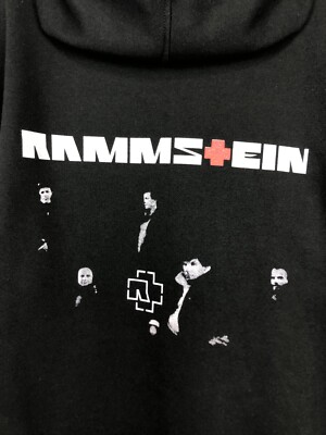 Vintage Rammstein Band Hoodie Mens Black Over Print Jacket Rare
