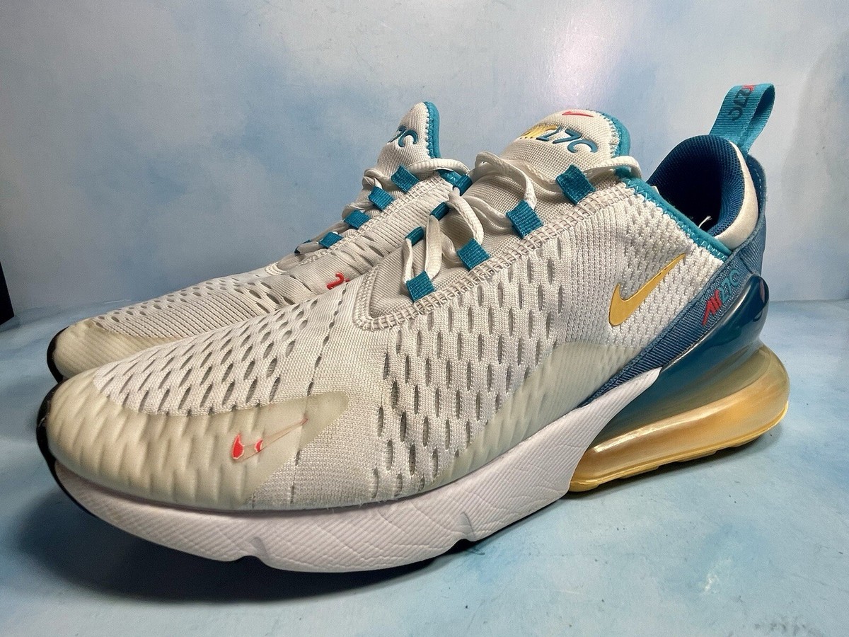 Nike Air Max 270 Shoes Mens Size 9 White Blue Yellow FJ4000-100 Running Sneakers Nike - Girl - GS Air Max 270 - White/Black/Hyper Royal – Nohble main image 4