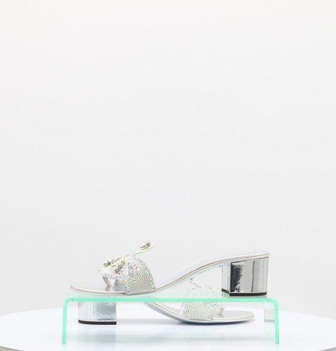 GIUSEPPE ZANOTTI CRYSTAL 40 WOMENS MULE SANDALS UK 5 EU 38 SILVER RRP £585 AD - Picture 7 of 9