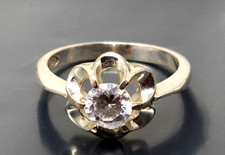 Vintage Sterling Silver White CZ band Ring size 8