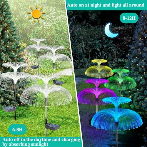 Solar Garden Path Light Waterproof 7 Color Changing Outdoor Jellyfish Stake Lamp - Picture 4 of 17