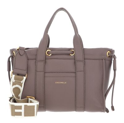 COCCINELLE 2Day Signature Handbag Grained Leather Handtasche Tasche Warm Taupe
