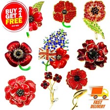 NEW RED LILY TULIP ANEMONE FLOWER CRYSTAL ENAMEL PIN BACK BROOCH CELLECTION 2026