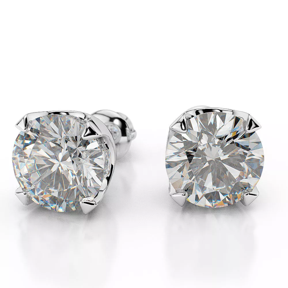 18k White Gold 1 Carat Diamond Studs