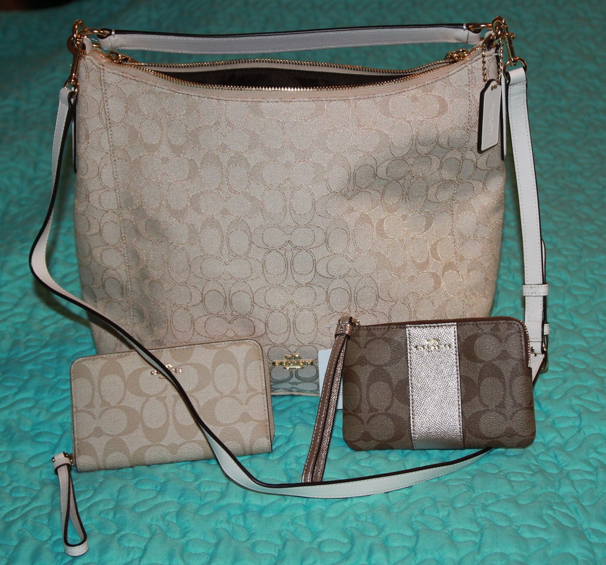 ハンドバッグ COACH Outline Signature Celeste Convertible Hobo F58327 NWT Coach F58327 Celeste Convertible Hobo In Outline