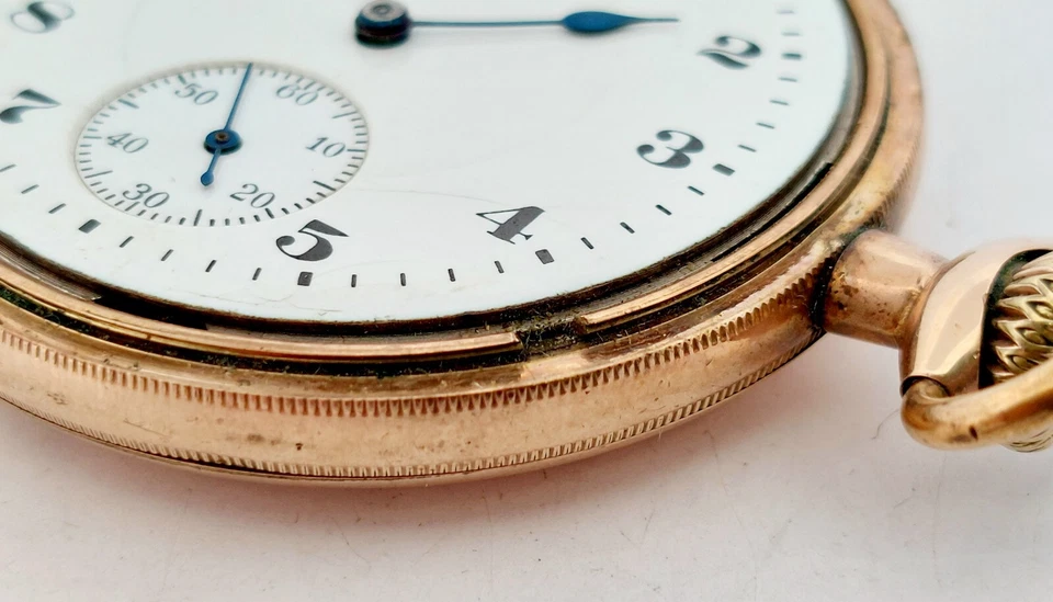 Antigo 1920 ELGIN 17J 16s Gr.386 relógio de bolso folheado a ouro Reg.Population=5 corridas - Imagem 4 de 4